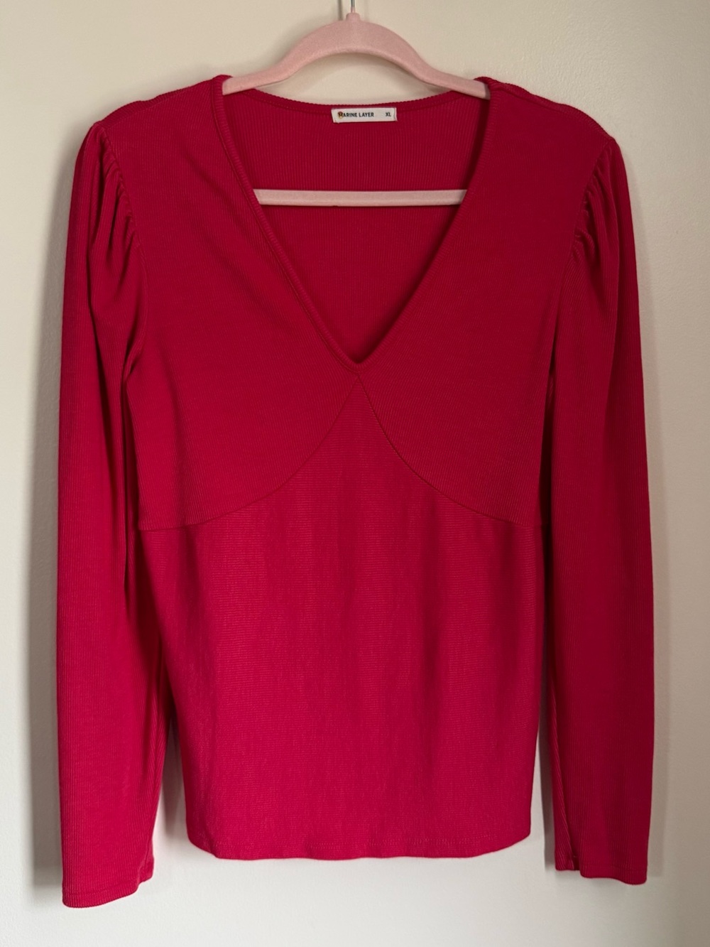 Marine Layer Berry/Red RIbbed Long Sleeve Top Size XL Holiday 2021